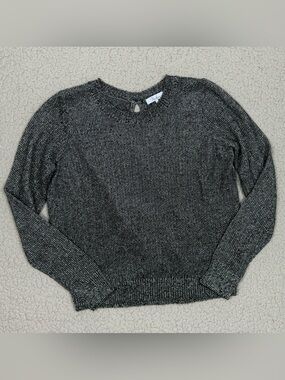 Parker Open Crossback Crewneck Metallic Sweater